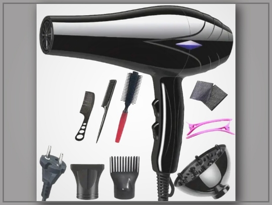 Picture of High-Power Professional Hair Dryer with Diffuser, Nozzles & Styling Accessories for Salon Quality Results