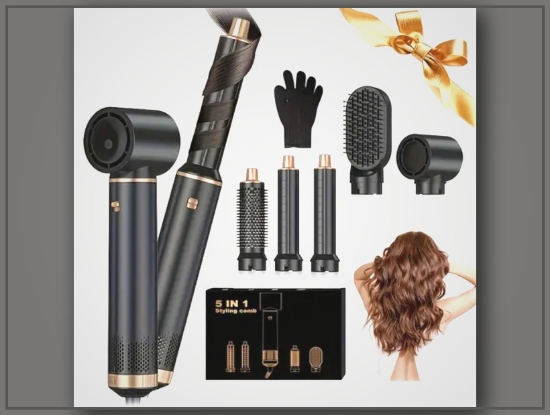 Picture of 5-in-1 Hair Dryer Brush with Negative Ion Technology, Air Curler & Styler for Drying & Curling Hair