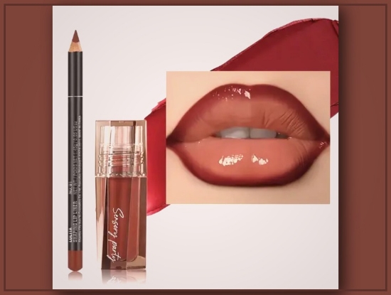 Picture of Pudaier 3D Lip Gloss & Lip Liner Set – Dewy, Matte Finish for All Makeup Styles