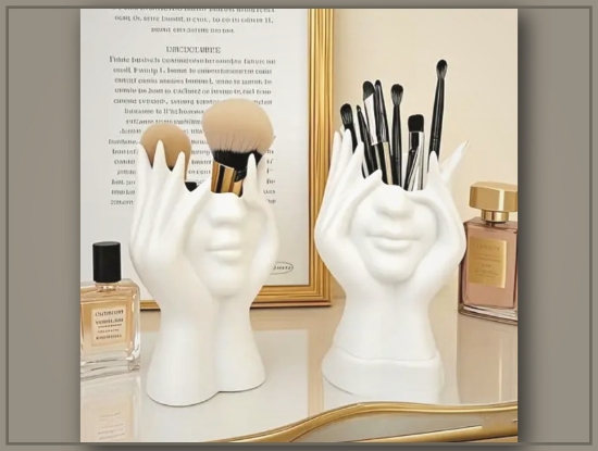 Picture of Cute Human Face Makeup Brush Holder – Desktop Storage & Organizer