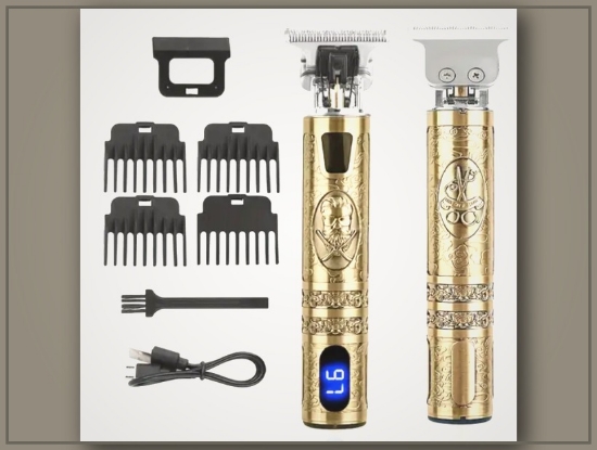 Picture of YAIAWISU Men’s Cordless Hair Clippers & Beard Trimmer – Gold, LCD Display