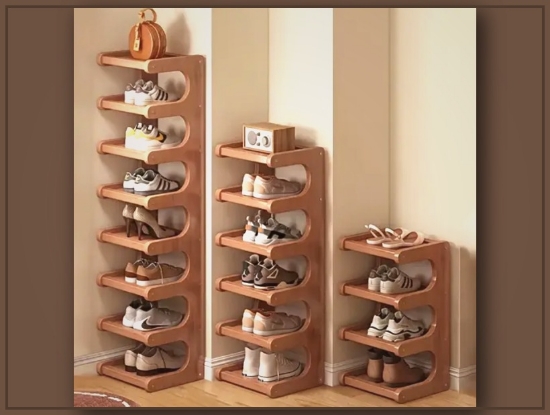 Picture of 5-7 Layer Bamboo Shoe Rack – Space-Saving, Multi-Functional, Non-Foldable, Entrance & Bedroom Storage