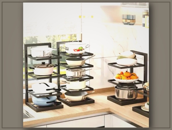Picture of Adjustable Multi-Layer Iron Pot & Cookware Rack – Space-Saving, Easy Assembly, Versatile Storage