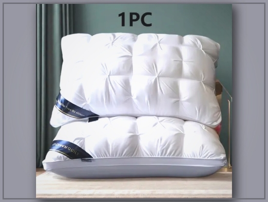 Picture of Luxury 5-Star Pillow with White Satin Cover – Deep Sleep Neck Support, High-Density, All-Season