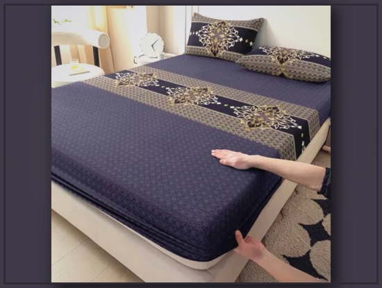 Picture of Blue Jacquard Fitted Sheets & Pillowcases – Soft, Shrink-Resistant, Easy Care, Multiple Sizes