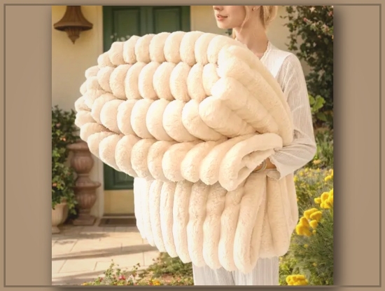 Picture of Faux Rabbit Fur Blanket – Soft, Double-Sided, Multi-Season, Perfect for Office & Outdoor