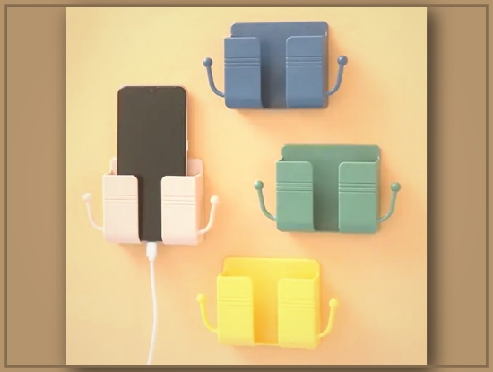 Picture of Mobile Phone Wall Plug Organizer with Remote Control Charging – Punch-Free, Multi-Function