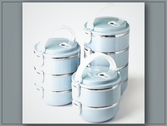 Picture of Stainless Steel Insulated Lunch Box Set – 1 Tier, Cylindrical, Hand Wash, 1400ml for Office, School, Camping