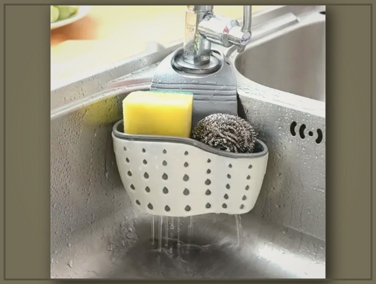 Picture of Adjustable Kitchen Sink Organizer with Drain Basket & Hooks – Space-Saving, Multi-Compartment