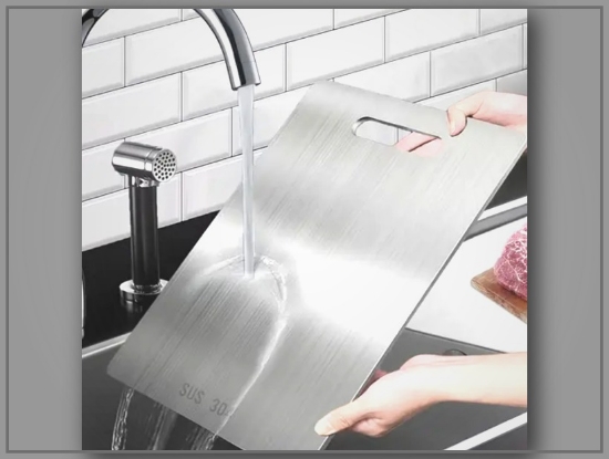 Picture of Stainless Steel Double-Sided Cutting Board – 22.99x34.04cm, Easy to Clean, Food-Safe