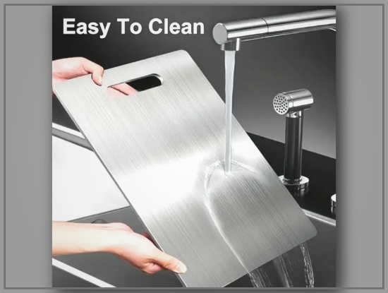 Picture of High-Quality Stainless Steel Double-Sided Kitchen Cutting Board – Easy to Clean, Non-Slip, for Vegetables & Meats