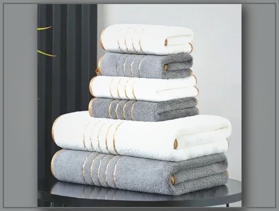 Picture of Set of 2 Coral Fleece Bath & Hand Towels – Highly Absorbent, Soft, Large & Small Sizes, Perfect for Bathroom & Gym