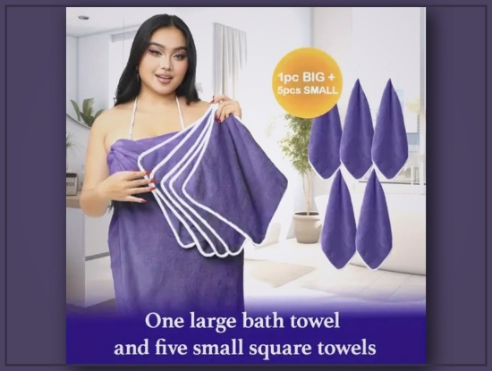 Picture of Plus Size Bath Towel Set for Women – 8pcs, Soft Coral Fleece, Absorbent & Quick-Drying, Multiple Colors
