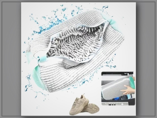 Picture of Gray Washable Shoe Bag with Mesh & Elastic Opening – Durable & Protective
