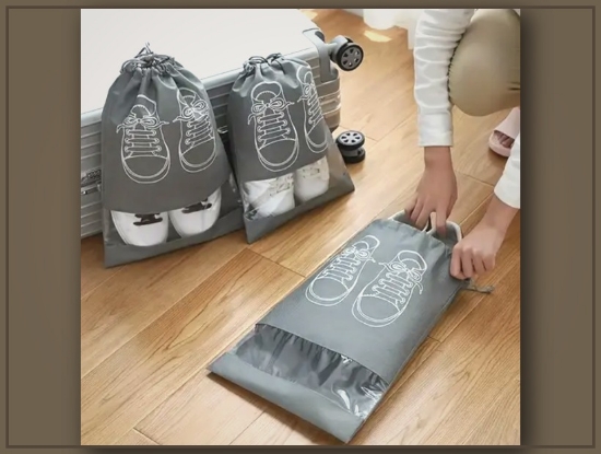 Picture of 10-Pack Polyester Shoe Bags with Transparent Window – Dustproof Travel Shoe Organizer