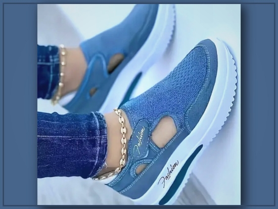 Picture of Women’s Solid Color Low-Top Sneakers – Breathable Knit, Plus Size
