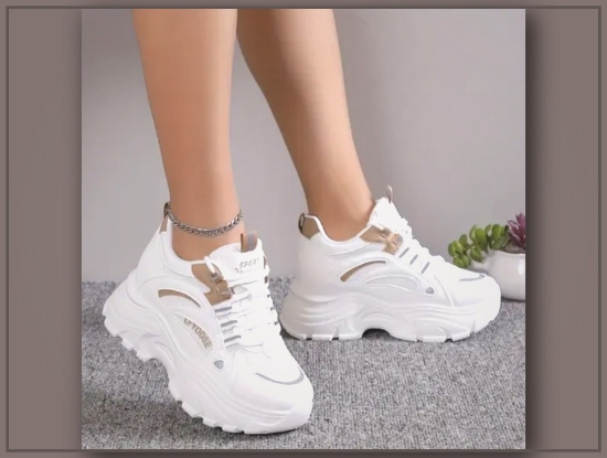 Picture of Women’s Mesh Sneakers – Low-Top, Lace-Up, Heightening, Versatile