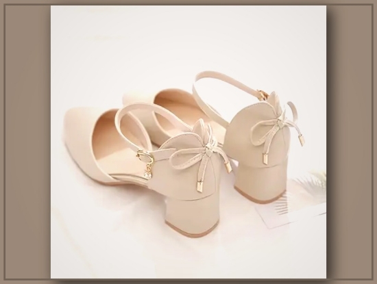 Picture of Elegant Women’s Pointed Toe Dress Heels – Bowknot, Faux Cover, Golden Buckle