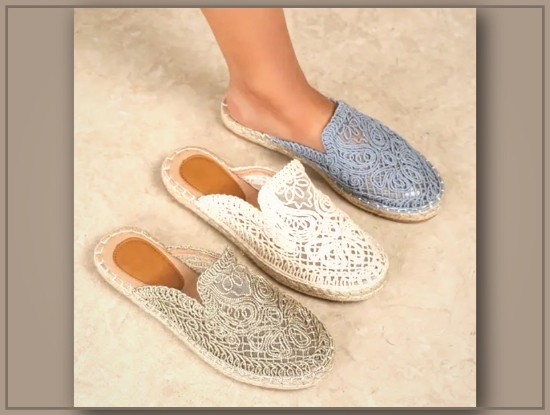 Picture of Embroidered Floral Mules – Lightweight Vacation Slide-On Clogs with Round Toe