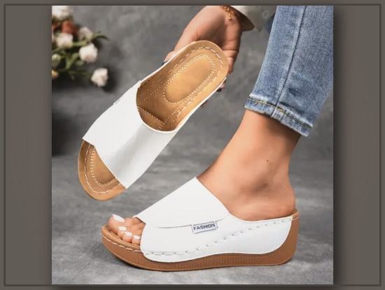 Picture of Women’s White Wedge Sandals – Casual Open-Toe, Platform, Stylish & Comfortable