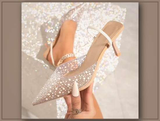 Picture of Women’s Pointed Toe Pumps with Sequins – All-Season, Kitten Heel, Elegant
