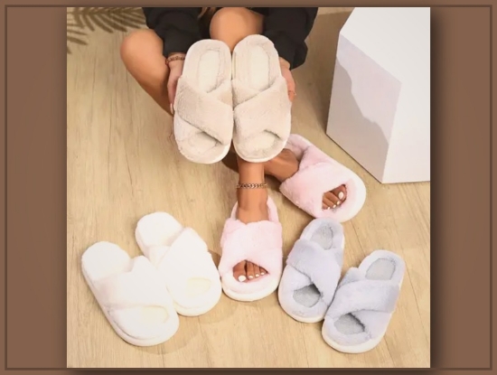 Picture of Women’s Fuzzy Slippers – Slip-On, EVA Sole, All-Season Indoor & Outdoor