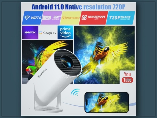 Picture of ZRZTM 180° Projector – Keystone Correction, Android & Computer Support, HD