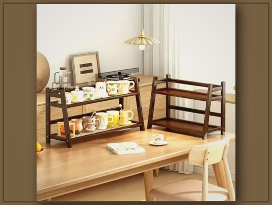 Picture of Double-Tier Bamboo Countertop Organizer – Modern Kitchen & Office Storage