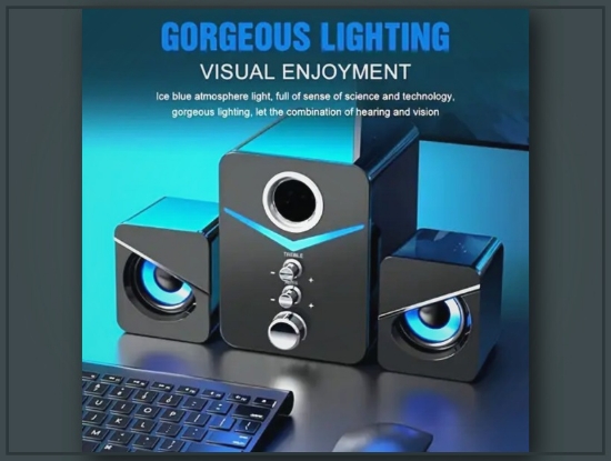 Picture of Compact USB-Powered Stereo Computer Speakers with 3.5mm Aux Input
