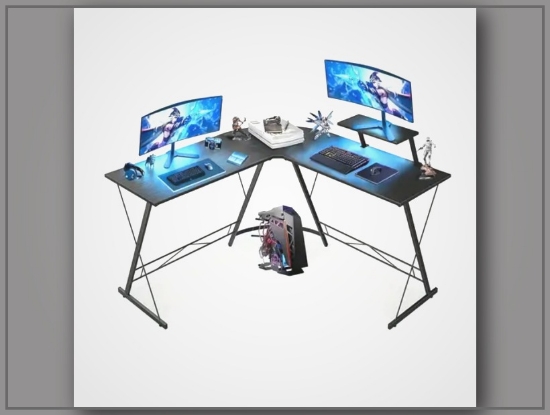 Picture of L-Shaped Gaming & Study Computer Desk – Home Office, Removable Monitor Stand