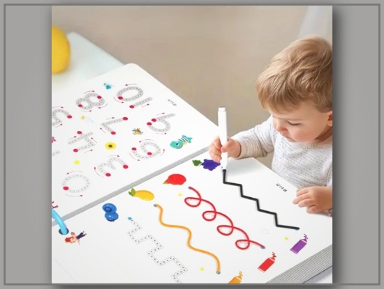 Picture of Educational 32-Page Drawing & Learning Activity Book for Kids – Fun & Reusable