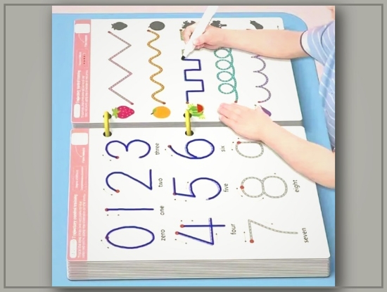 Picture of Reusable Kids’ Exercise & Learning Book – 32 Pages with Erasable Writing & Stickers