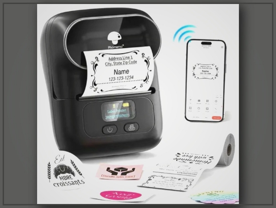 Picture of Phomemo M110 Wireless Label Maker – 40x30mm Thermal Stickers, Compact & Rechargeable