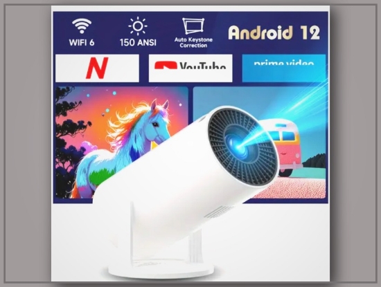 Picture of XYA 4K Mini Projector with Android 12, WiFi6, BT5.2 – Bright, Home Theater Ready