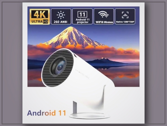 Picture of Android 11 200ANSI WiFi6 Home Projector – 4K Support, Dual WiFi