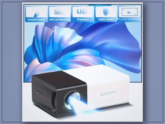 Picture of MAOHUTER 4K Android 11 Mini Projector – 180° Adjustable, 3D Ready, High-Res