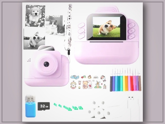 Picture of Instant Photo Printer Bundle – 8 Rolls, Stickers, TF Card, Colored Pens & Large Screen
