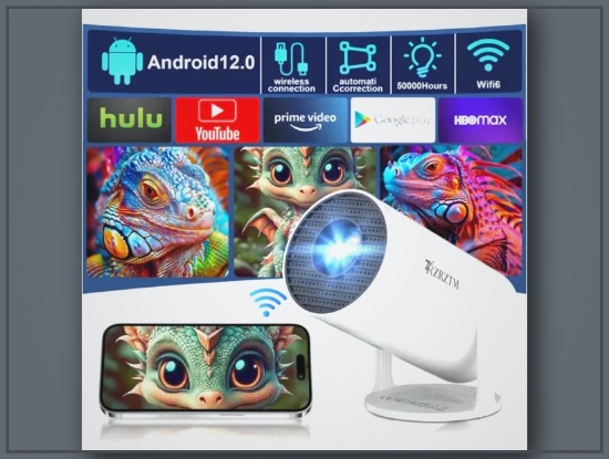 Picture of ZRZTM 720P Portable Mini Projector – WiFi & Android Support, 180° Rotation