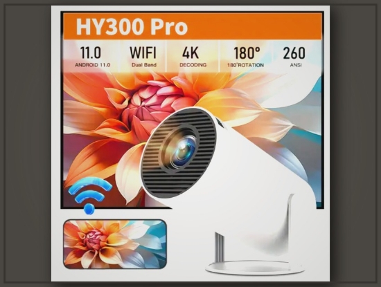 Picture of HY300PRO 4K Mini Portable Projector – Bright, Wireless, Support 180° Rotation