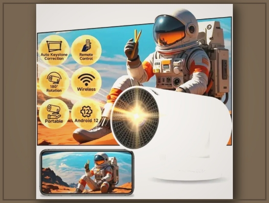 Picture of XYA 4K Portable Smart Projector – Android TV, WiFi 6, 180° Rotation Stand