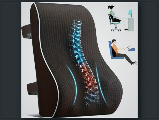 Picture of Lumbar Support Pillow for Office Chairs & Gaming – Memory Foam & Adjustable Straps