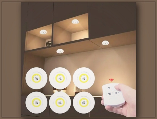 Picture of Wireless LED Cabinet & Closet Lights with Remote – 6pcs, Dimmable