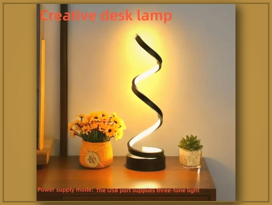 Picture of Classic Spiral Decorative Table Lamp – Night Light for Bedroom & Office