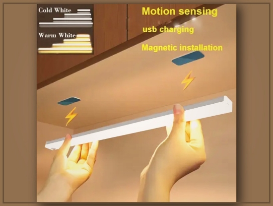 Picture of USB Rechargeable Motion Sensor Night Light – Warm/White, Wireless, Auto-On