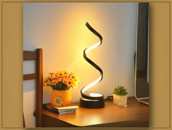 Picture of Dimmable Spiral LED Desk Lamp with Gooseneck – Adjustable Brightness for Office & Bedroom