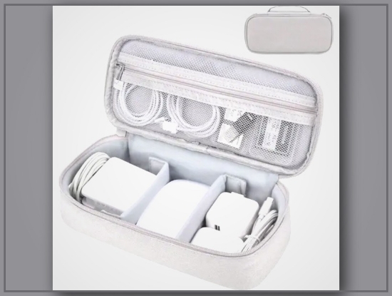 Picture of Light Gray Travel Electronics Organizer Bag – Multi-Compartment, Padded for Tech Accessories