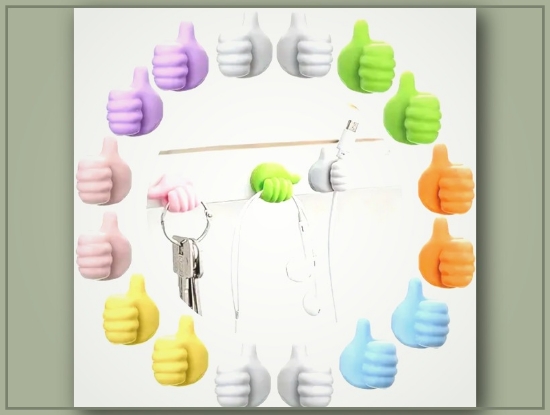 Picture of Plastic Thumb Wall Hooks – 20pcs, Adhesive & Durable for Cables & Keys