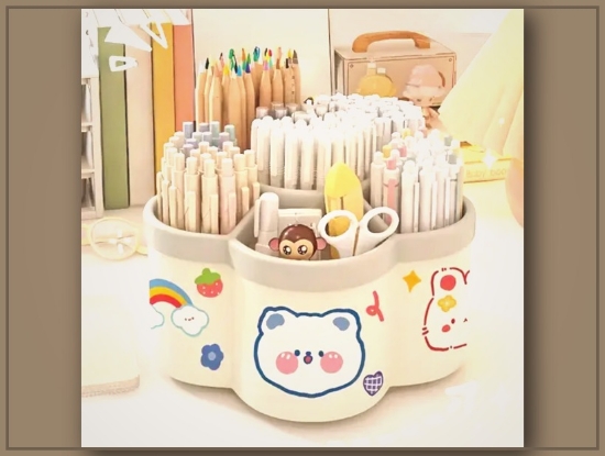 Picture of Rotating Multi-Compartment Desk Organizer – Pencils, Makeup, Accessories