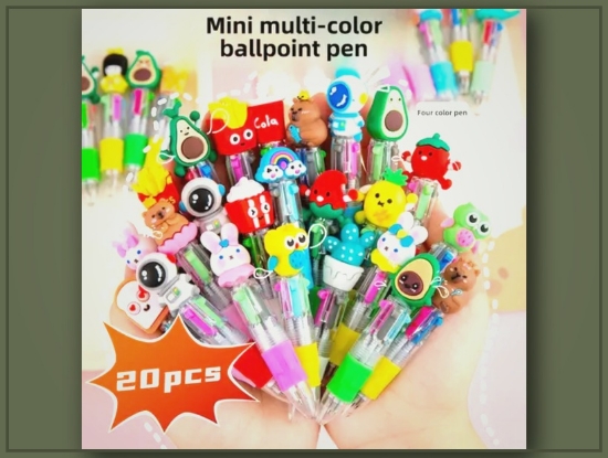 Picture of Cute Retractable Ballpoint Pen Set – 20pcs, Medium Point, Assorted Designs