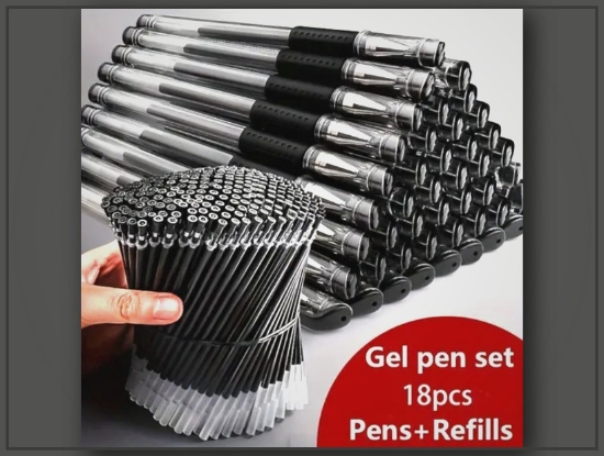 Picture of 18pcs Color Gel Pen Set – Black, Blue, Red, 0.5mm, Fun & Kawaii Design